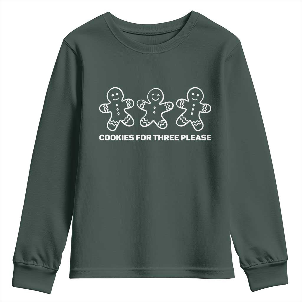 Cookies For Three Please Pregnancy Announcement Christmas Youth Sweatshirt TS10 Dark Forest Green Print Your Wear