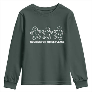 Cookies For Three Please Pregnancy Announcement Christmas Youth Sweatshirt TS10 Dark Forest Green Print Your Wear