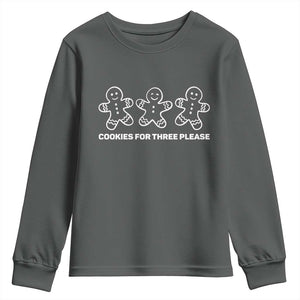 Cookies For Three Please Pregnancy Announcement Christmas Youth Sweatshirt TS10 Dark Heather Print Your Wear