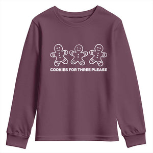 Cookies For Three Please Pregnancy Announcement Christmas Youth Sweatshirt TS10 Maroon Print Your Wear