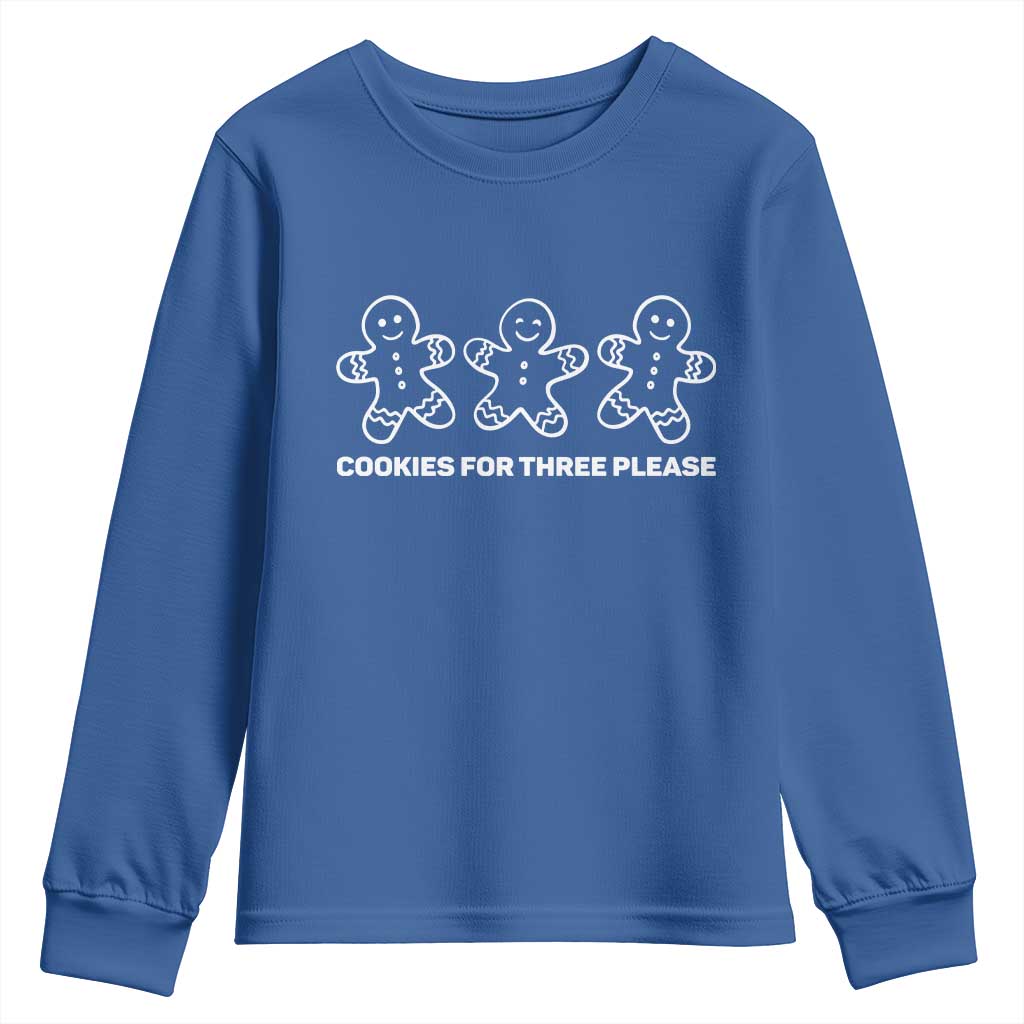 Cookies For Three Please Pregnancy Announcement Christmas Youth Sweatshirt TS10 Royal Blue Print Your Wear