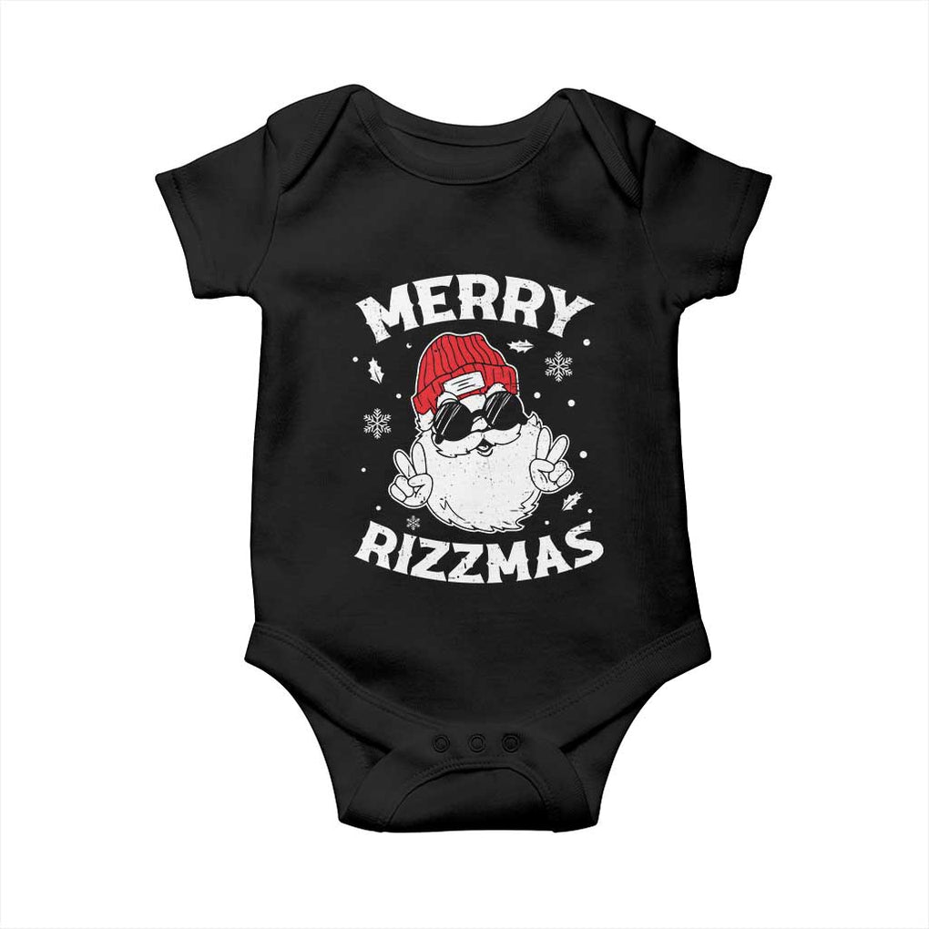 Funny Christmas Santa Baby Onesie Merry Rizzmas Kids Teens School TS10 Black Print Your Wear