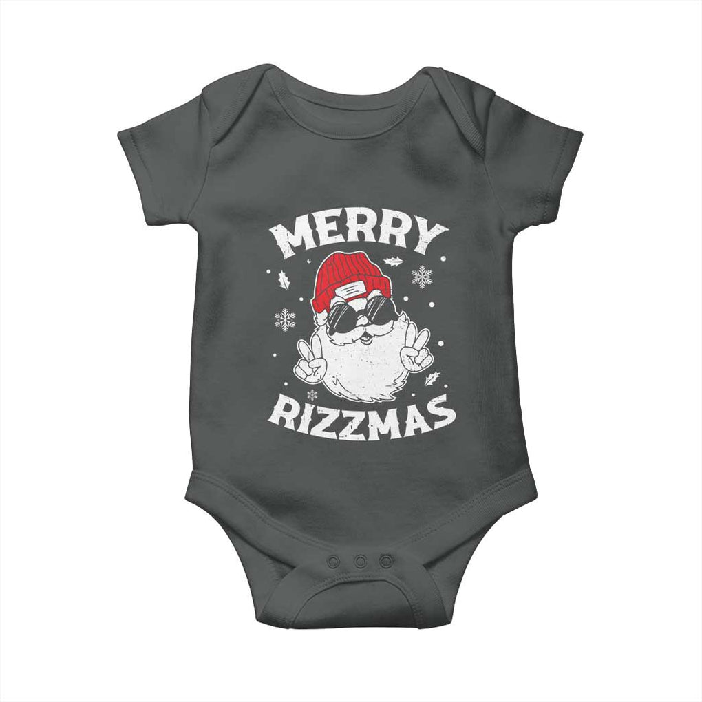 Funny Christmas Santa Baby Onesie Merry Rizzmas Kids Teens School TS10 Dark Heather Print Your Wear