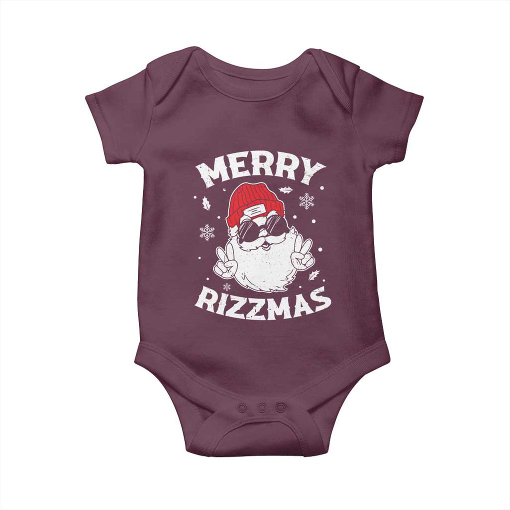Funny Christmas Santa Baby Onesie Merry Rizzmas Kids Teens School TS10 Maroon Print Your Wear