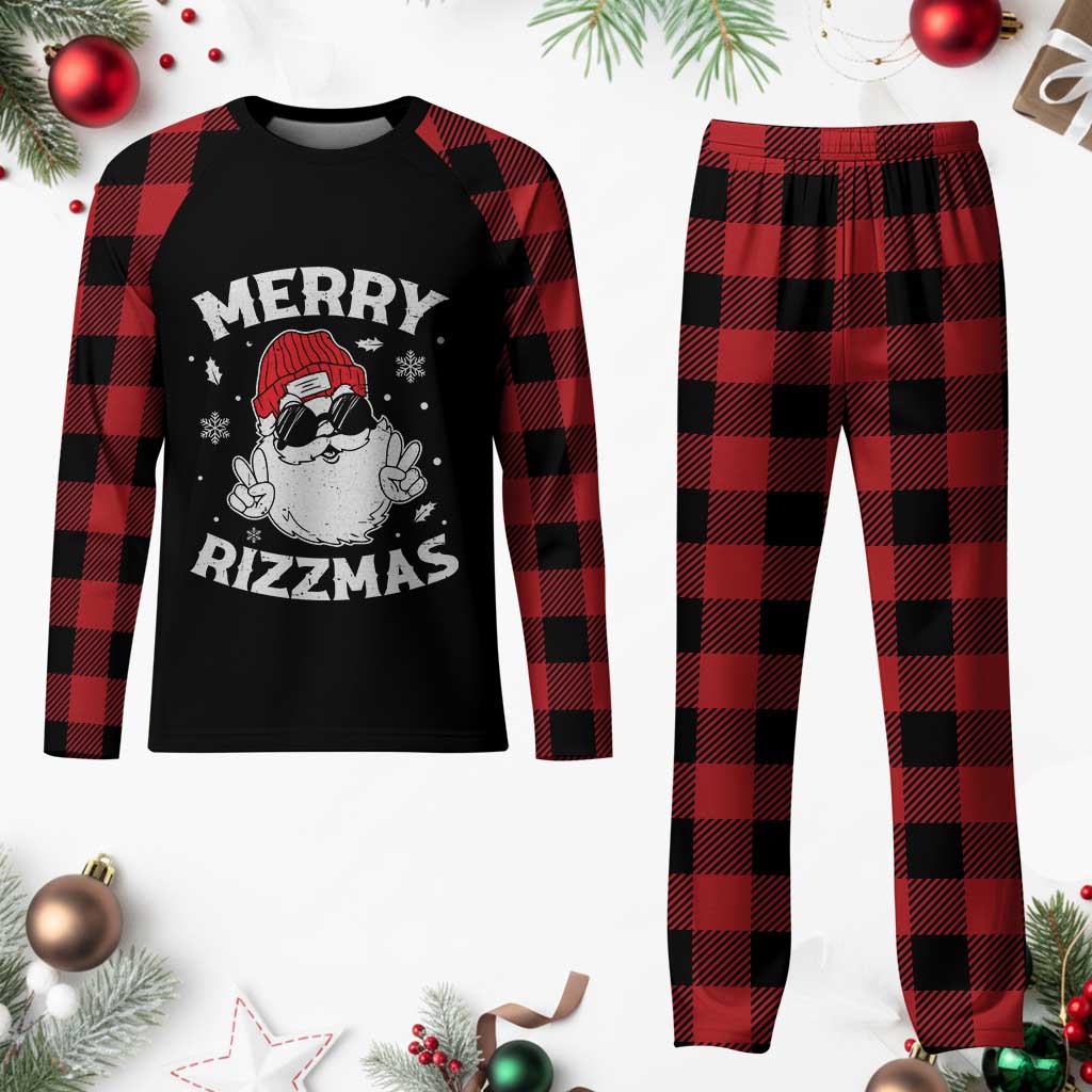 Funny Xmas Santa Plaid Pajama Set Merry Rizzmas Kids Teens School TS10 Buffalo Plaid Print Your Wear