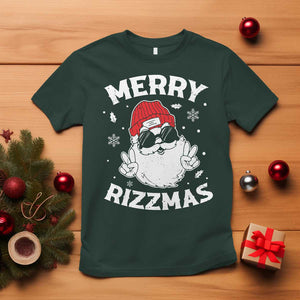 Funny Christmas Santa T Shirt Merry Rizzmas Kids Teens School TS10 Dark Forest Green Print Your Wear