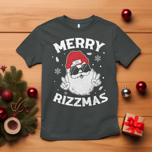 Funny Christmas Santa T Shirt Merry Rizzmas Kids Teens School TS10 Dark Heather Print Your Wear