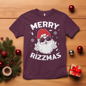 Funny Christmas Santa T Shirt Merry Rizzmas Kids Teens School TS10 Maroon Print Your Wear