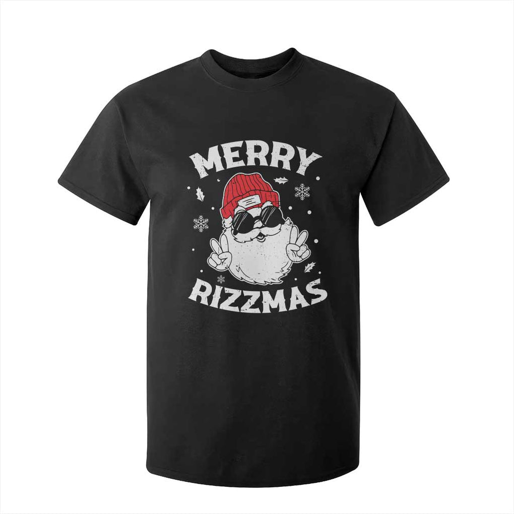 Funny Christmas Santa T Shirt For Kid Merry Rizzmas Kids Teens School TS10 Black Print Your Wear