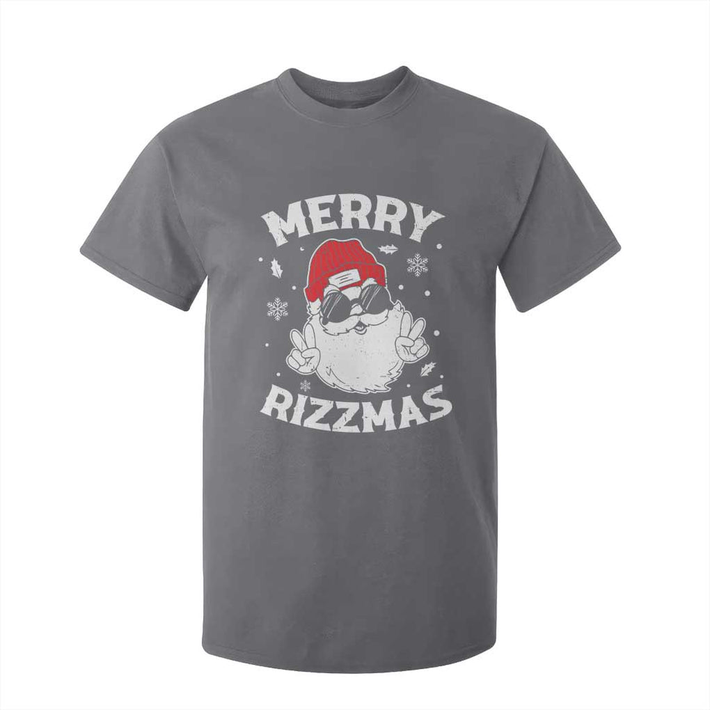 Funny Christmas Santa T Shirt For Kid Merry Rizzmas Kids Teens School TS10 Charcoal Print Your Wear