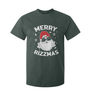 Funny Christmas Santa T Shirt For Kid Merry Rizzmas Kids Teens School TS10 Dark Forest Green Print Your Wear