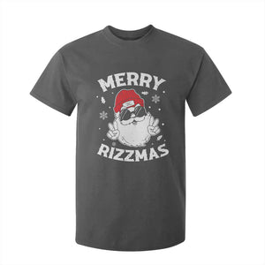 Funny Christmas Santa T Shirt For Kid Merry Rizzmas Kids Teens School TS10 Dark Heather Print Your Wear