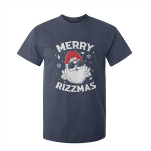 Funny Christmas Santa T Shirt For Kid Merry Rizzmas Kids Teens School TS10 Navy Print Your Wear