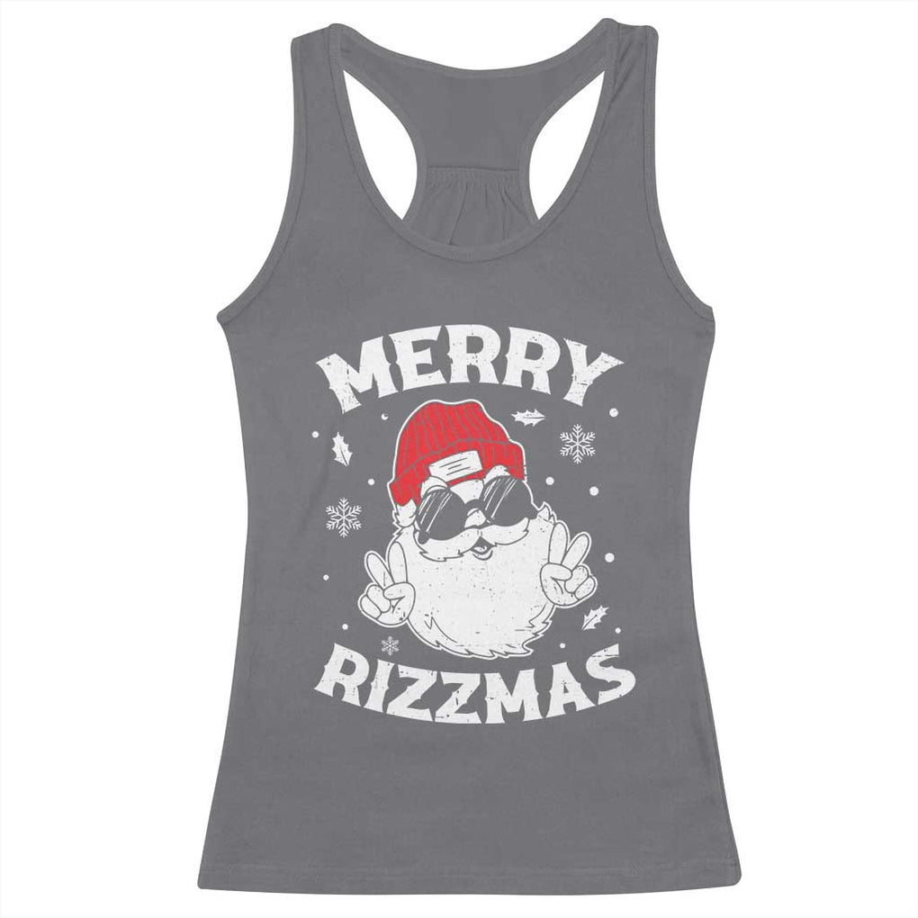 Funny Christmas Santa Racerback Tank Top Merry Rizzmas Kids Teens School TS10 Charcoal Print Your Wear