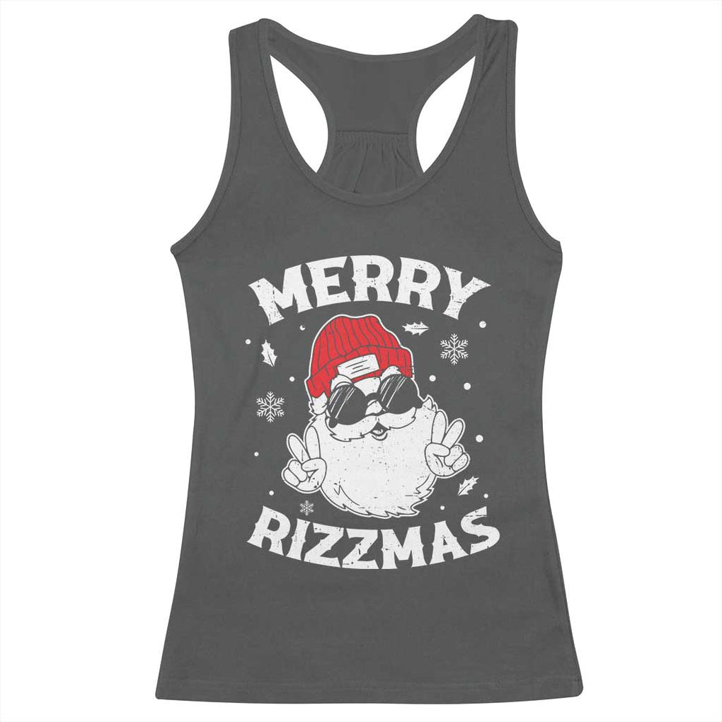 Funny Christmas Santa Racerback Tank Top Merry Rizzmas Kids Teens School TS10 Dark Heather Print Your Wear