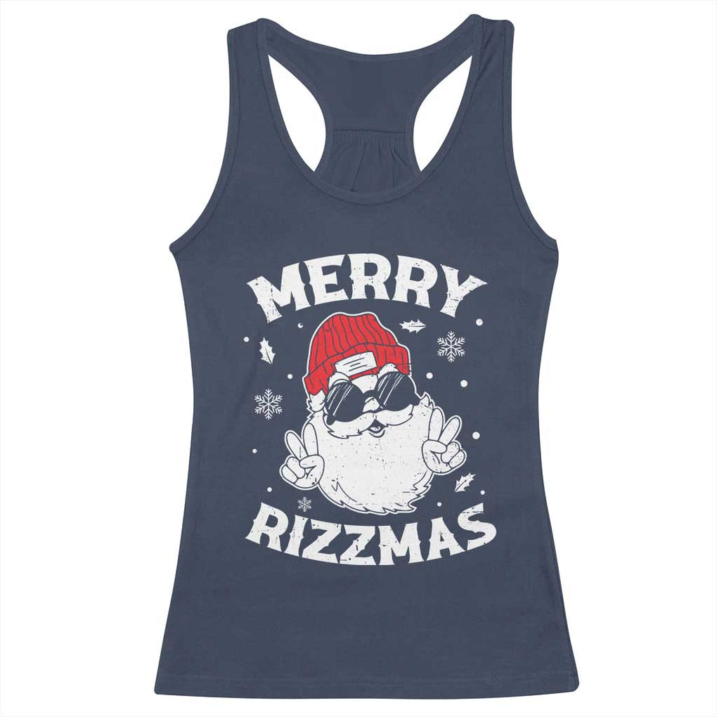 Funny Christmas Santa Racerback Tank Top Merry Rizzmas Kids Teens School TS10 Navy Print Your Wear