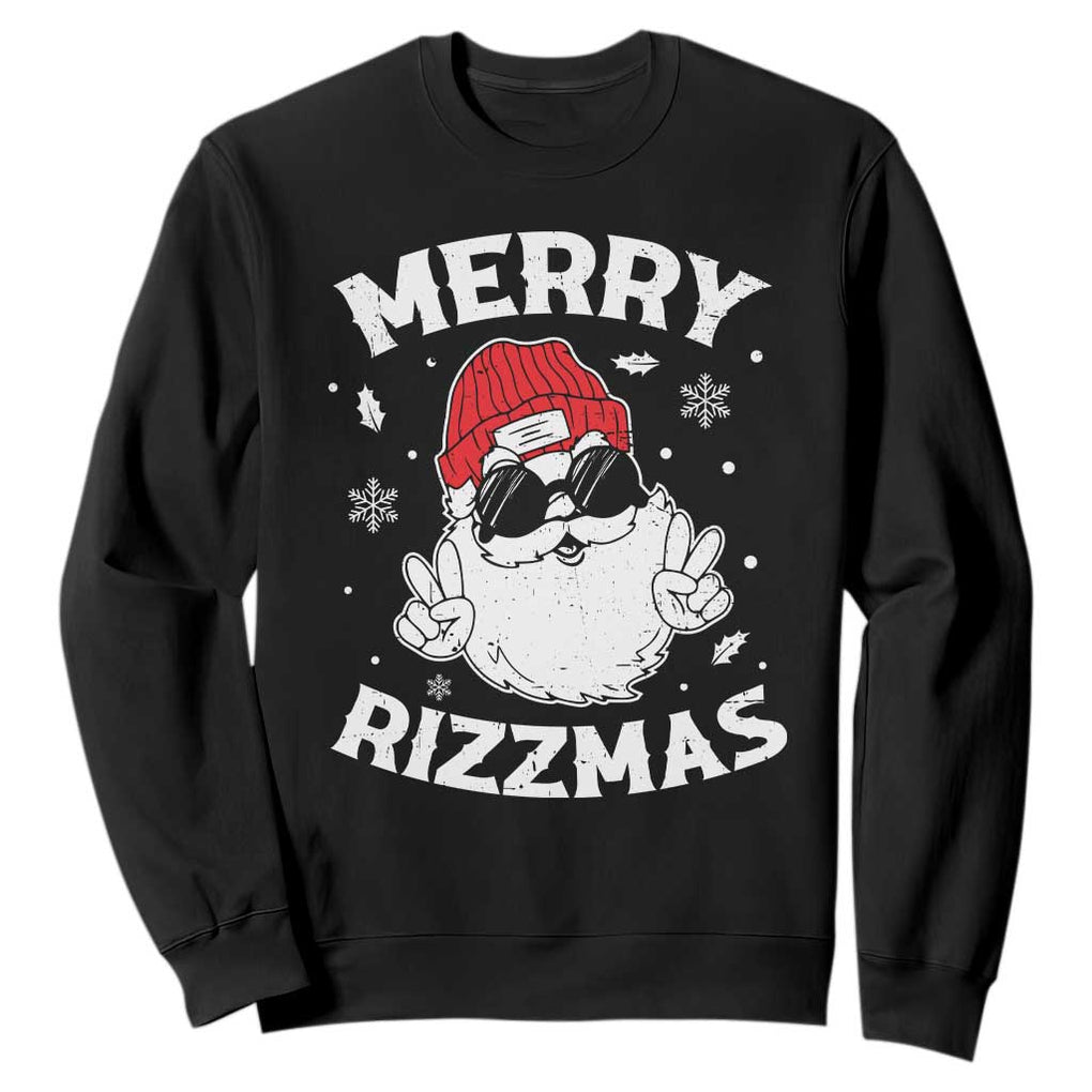 Funny Christmas Santa Sweatshirt Merry Rizzmas Kids Teens School TS10 Black Print Your Wear