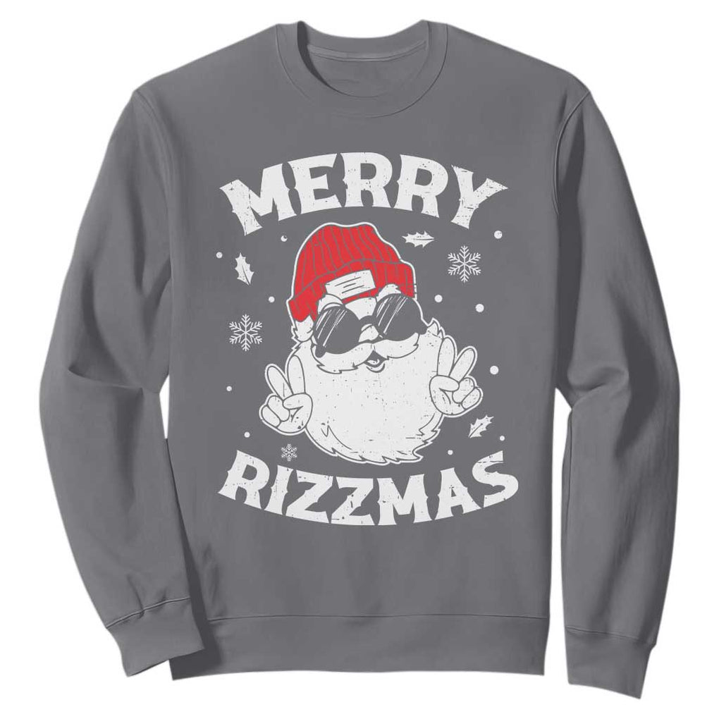 Funny Christmas Santa Sweatshirt Merry Rizzmas Kids Teens School TS10 Charcoal Print Your Wear