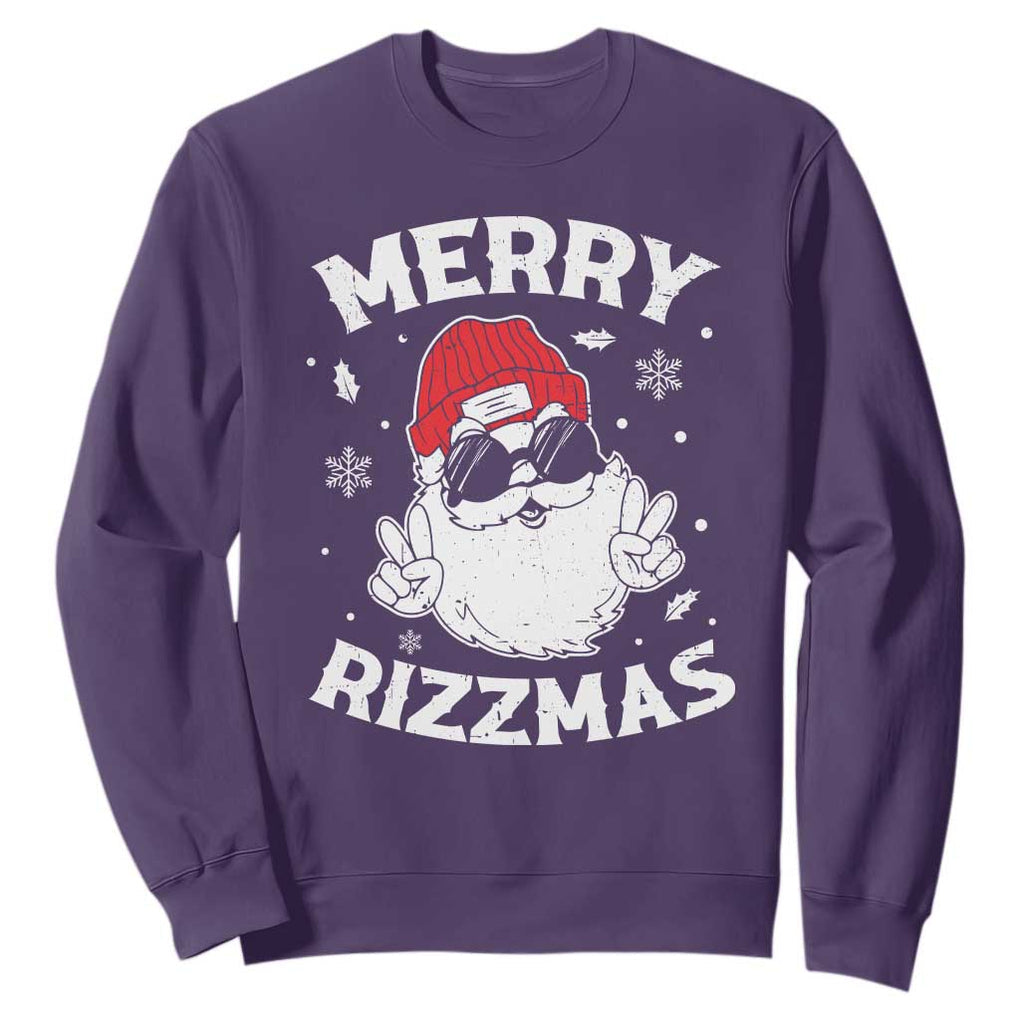Funny Christmas Santa Sweatshirt Merry Rizzmas Kids Teens School TS10 Purple Print Your Wear