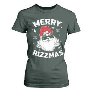 Funny Christmas Santa T Shirt For Women Merry Rizzmas Kids Teens School TS10 Dark Forest Green Print Your Wear
