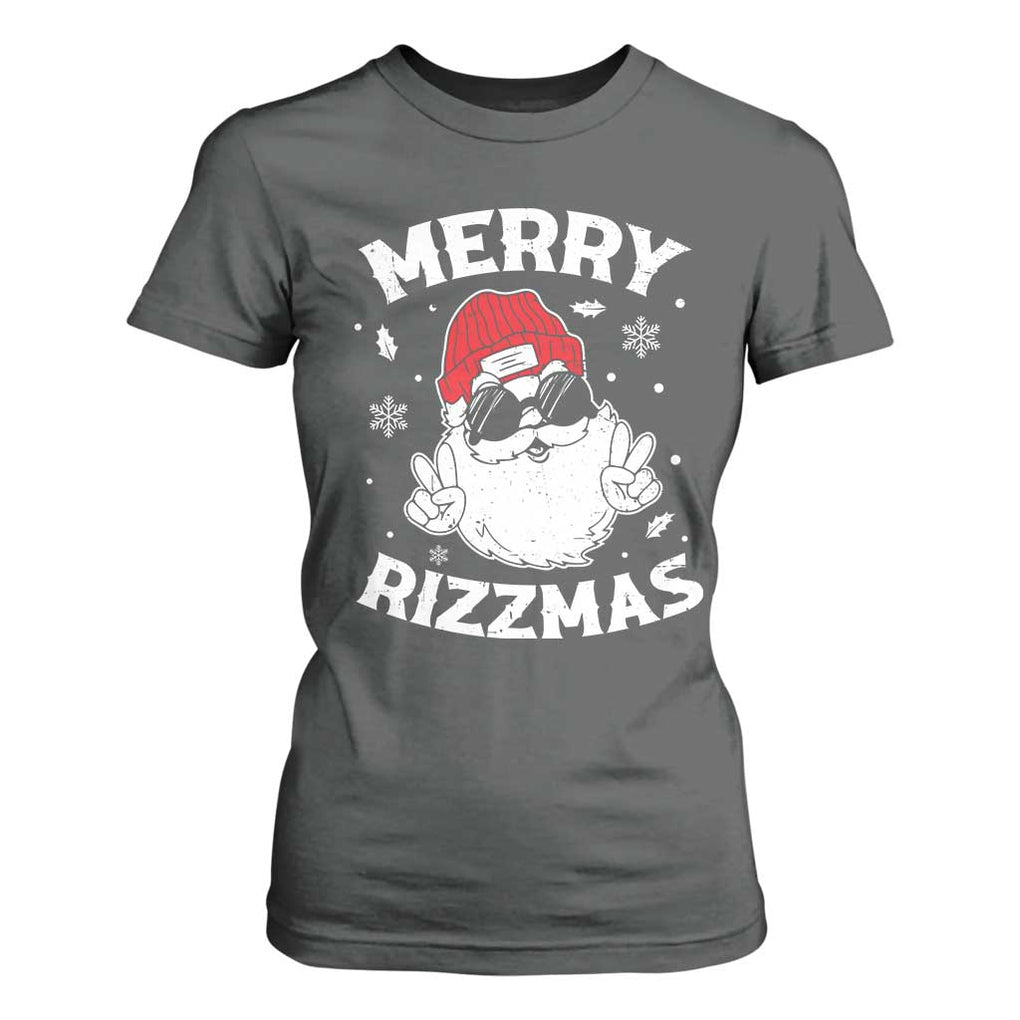 Funny Christmas Santa T Shirt For Women Merry Rizzmas Kids Teens School TS10 Dark Heather Print Your Wear