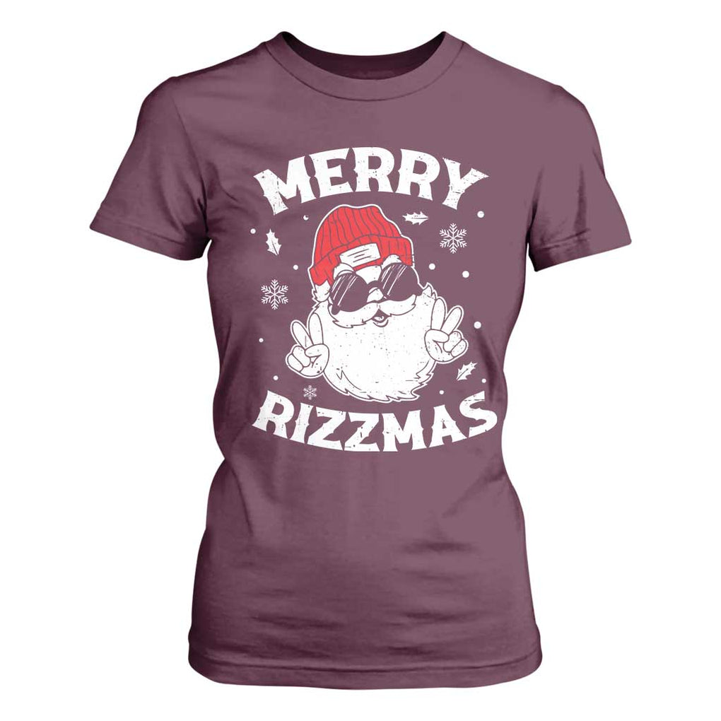 Funny Christmas Santa T Shirt For Women Merry Rizzmas Kids Teens School TS10 Maroon Print Your Wear