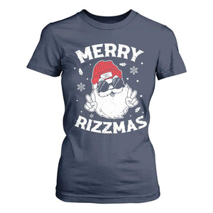 Funny Christmas Santa T Shirt For Women Merry Rizzmas Kids Teens School TS10 Navy Print Your Wear