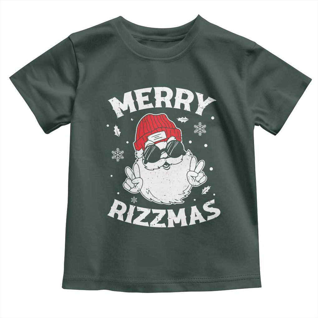Funny Christmas Santa Toddler T Shirt Merry Rizzmas Kids Teens School TS10 Dark Forest Green Print Your Wear