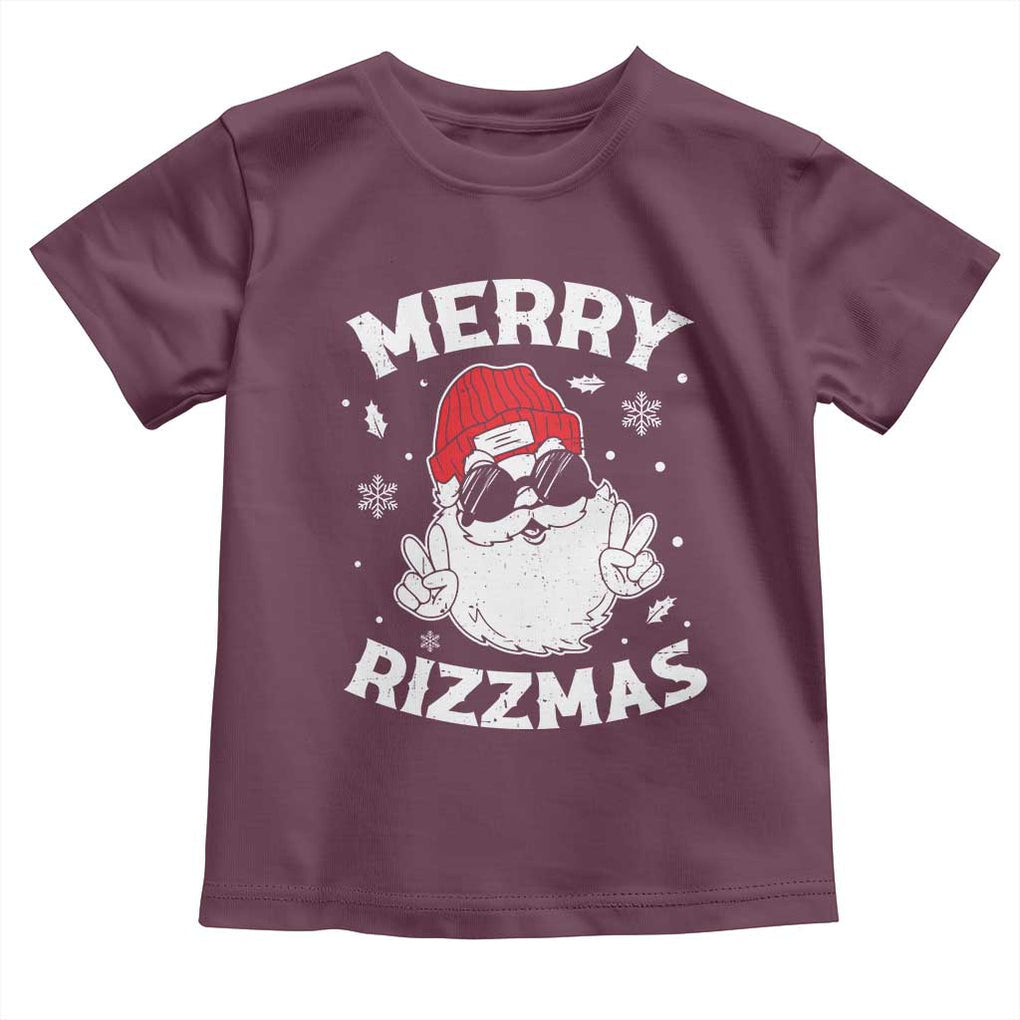 Funny Christmas Santa Toddler T Shirt Merry Rizzmas Kids Teens School TS10 Maroon Print Your Wear