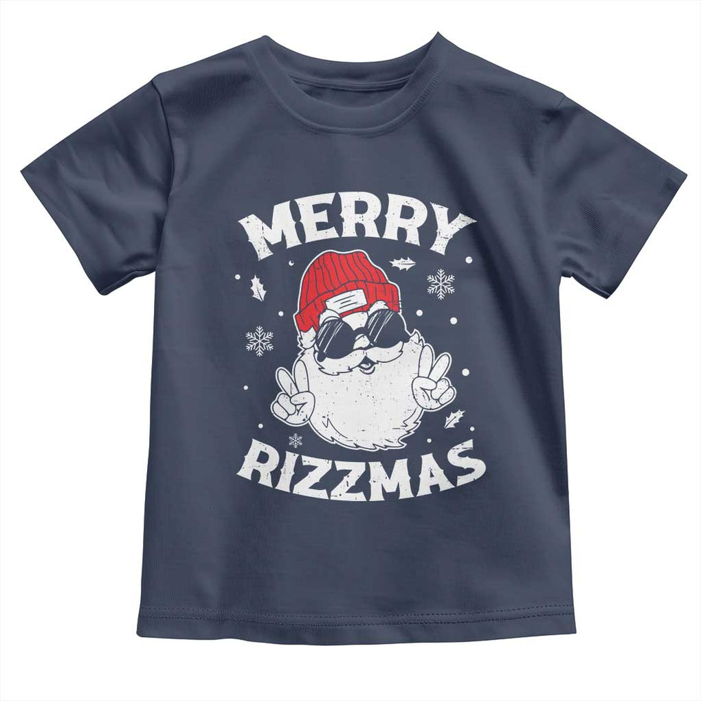 Funny Christmas Santa Toddler T Shirt Merry Rizzmas Kids Teens School TS10 Navy Print Your Wear