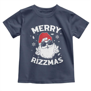 Funny Christmas Santa Toddler T Shirt Merry Rizzmas Kids Teens School TS10 Navy Print Your Wear