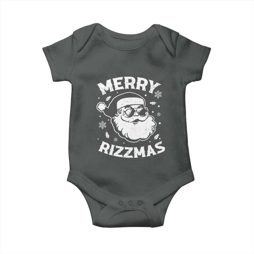 Funny Christmas Santa Claus Baby Onesie Merry Rizzmas Kids Teens School TS10 Dark Heather Print Your Wear