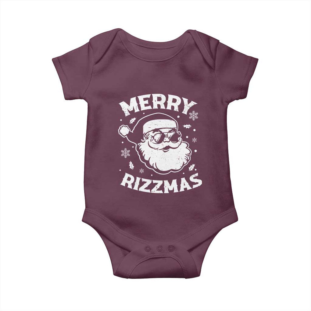 Funny Christmas Santa Claus Baby Onesie Merry Rizzmas Kids Teens School TS10 Maroon Print Your Wear