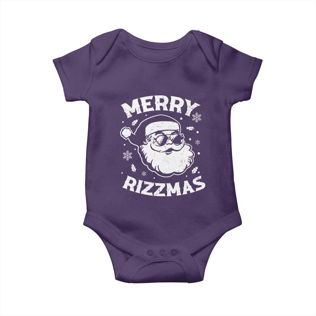 Funny Christmas Santa Claus Baby Onesie Merry Rizzmas Kids Teens School TS10 Purple Print Your Wear