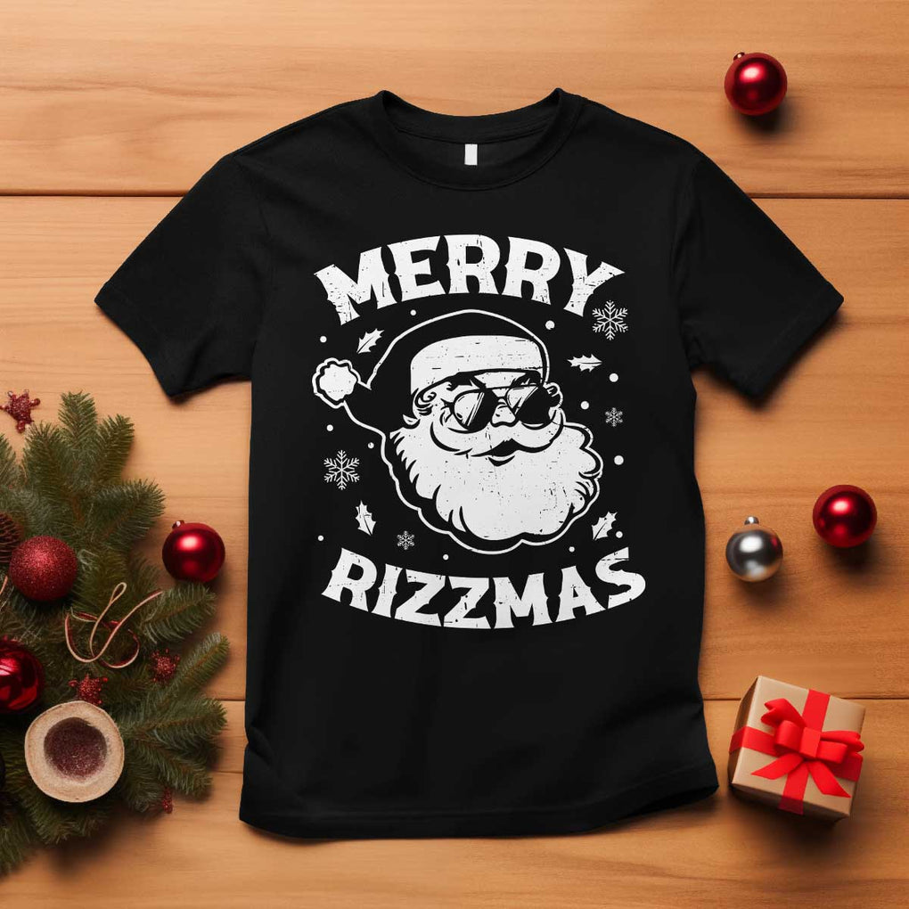 Funny Christmas Santa Claus T Shirt Merry Rizzmas Kids Teens School TS10 Black Print Your Wear