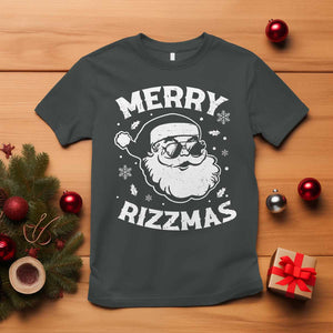 Funny Christmas Santa Claus T Shirt Merry Rizzmas Kids Teens School TS10 Dark Heather Print Your Wear