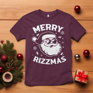 Funny Christmas Santa Claus T Shirt Merry Rizzmas Kids Teens School TS10 Maroon Print Your Wear