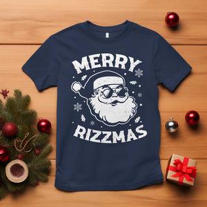 Funny Christmas Santa Claus T Shirt Merry Rizzmas Kids Teens School TS10 Navy Print Your Wear