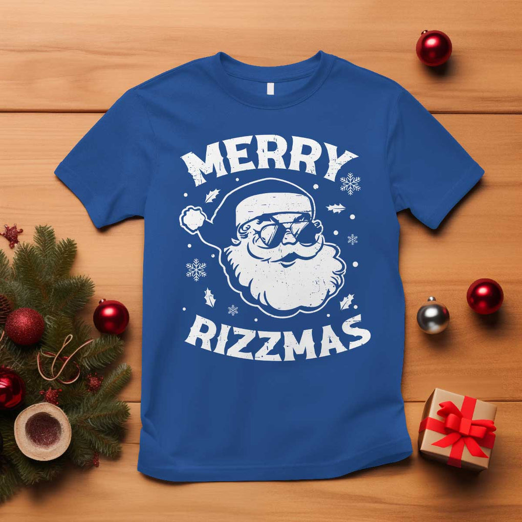 Funny Christmas Santa Claus T Shirt Merry Rizzmas Kids Teens School TS10 Royal Blue Print Your Wear