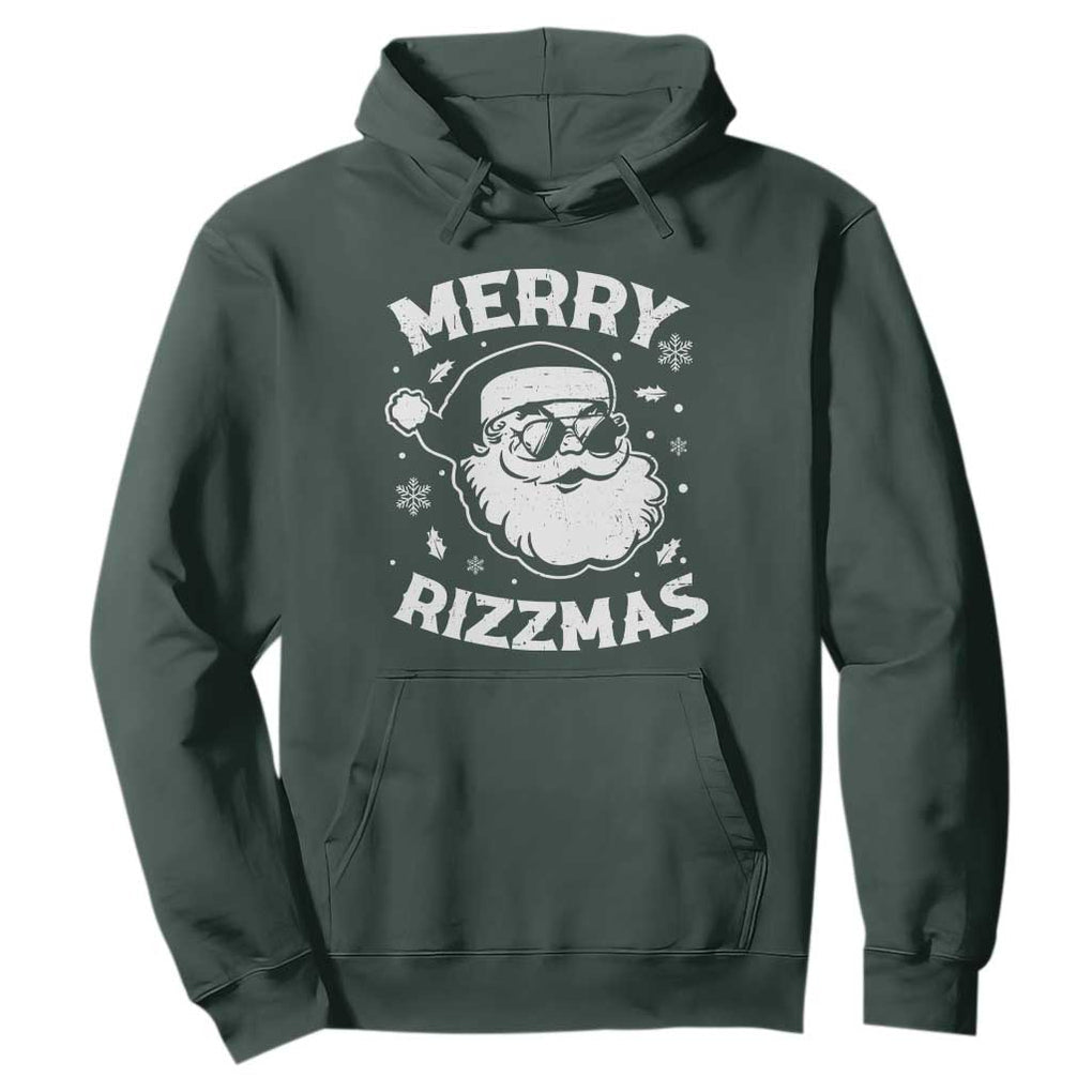 Funny Christmas Santa Claus Hoodie Merry Rizzmas Kids Teens School TS10 Dark Forest Green Print Your Wear