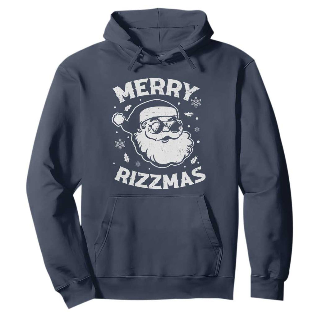 Funny Christmas Santa Claus Hoodie Merry Rizzmas Kids Teens School TS10 Navy Print Your Wear