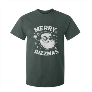 Funny Christmas Santa Claus T Shirt For Kid Merry Rizzmas Kids Teens School TS10 Dark Forest Green Print Your Wear
