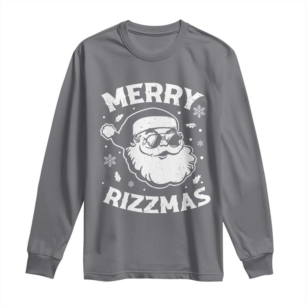 Funny Christmas Santa Claus Long Sleeve Shirt Merry Rizzmas Kids Teens School TS10 Charcoal Print Your Wear