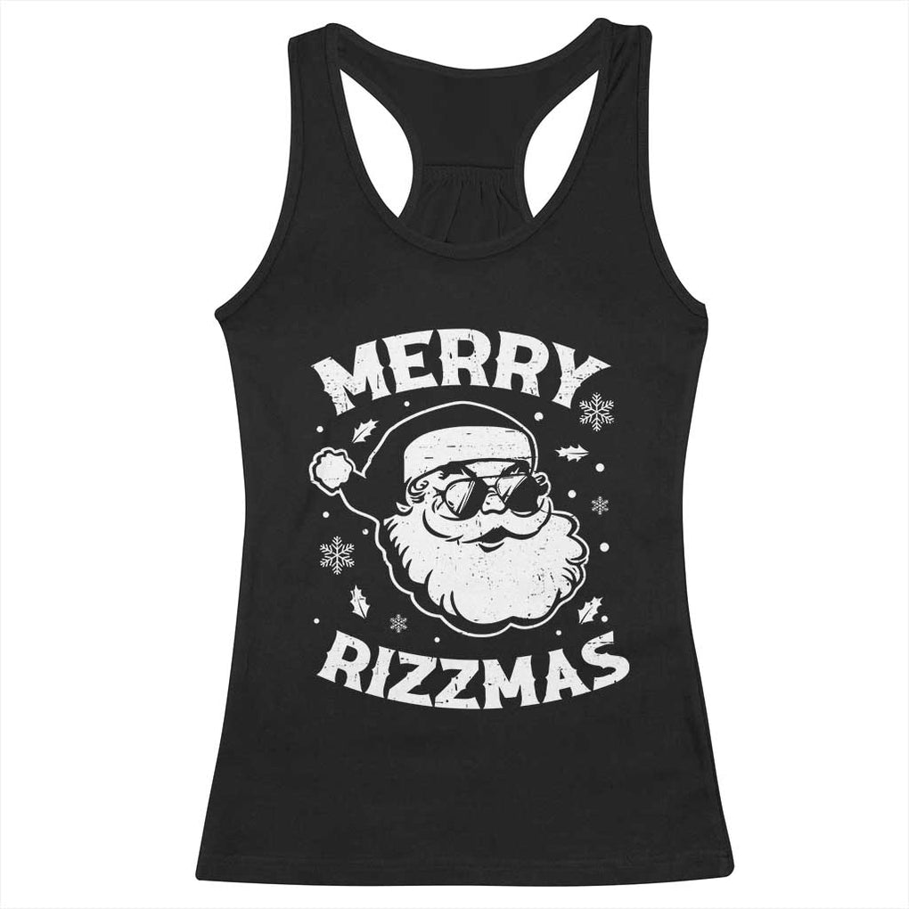 Funny Christmas Santa Claus Racerback Tank Top Merry Rizzmas Kids Teens School TS10 Black Print Your Wear