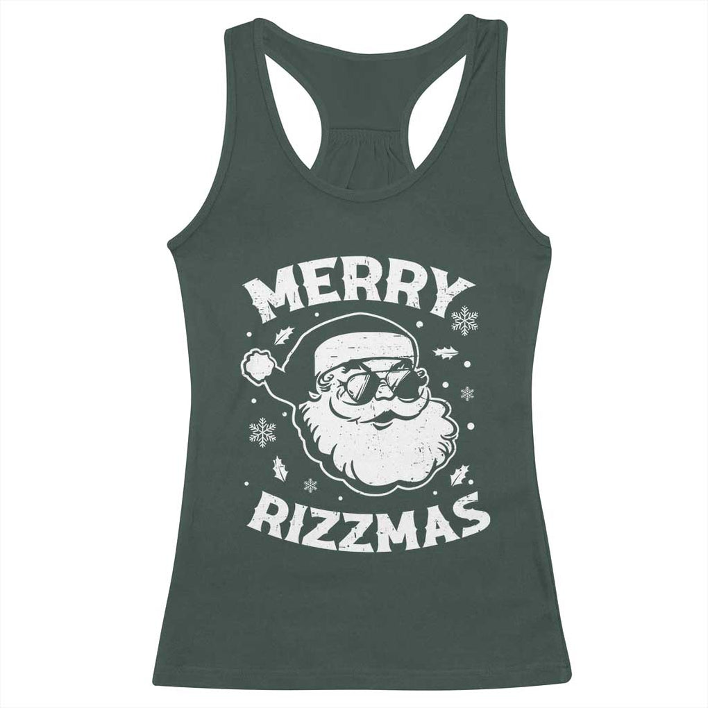 Funny Christmas Santa Claus Racerback Tank Top Merry Rizzmas Kids Teens School TS10 Dark Forest Green Print Your Wear