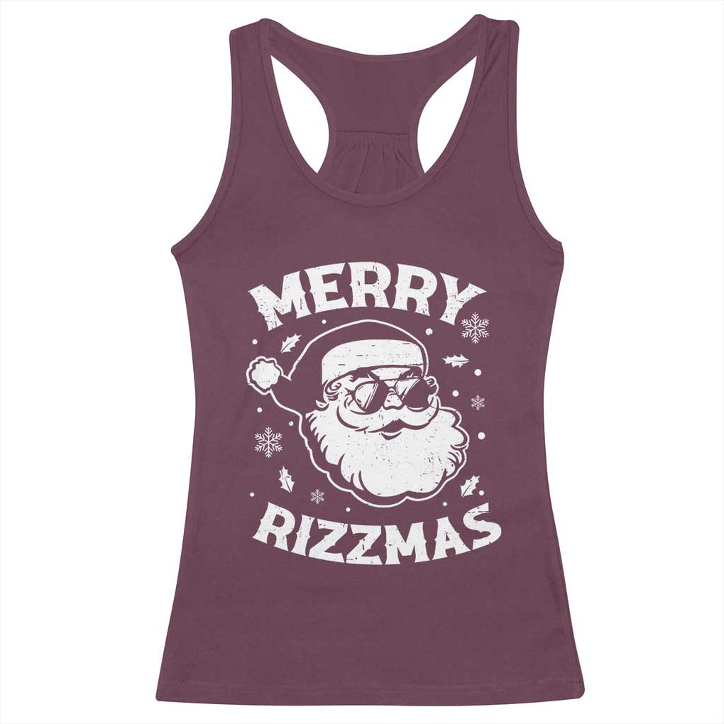 Funny Christmas Santa Claus Racerback Tank Top Merry Rizzmas Kids Teens School TS10 Maroon Print Your Wear