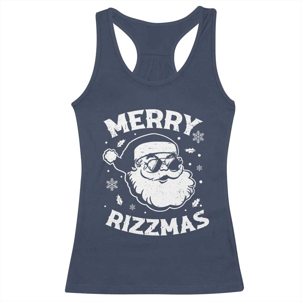 Funny Christmas Santa Claus Racerback Tank Top Merry Rizzmas Kids Teens School TS10 Navy Print Your Wear