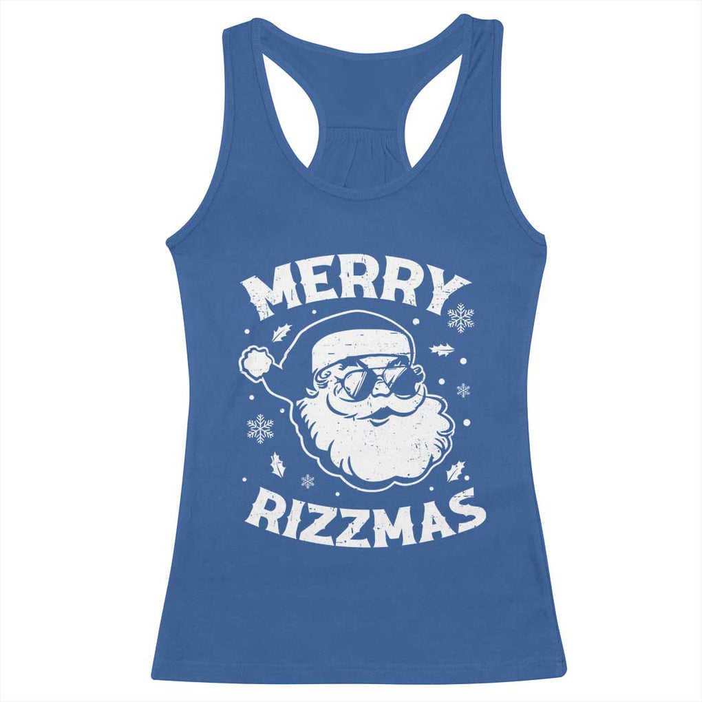 Funny Christmas Santa Claus Racerback Tank Top Merry Rizzmas Kids Teens School TS10 Royal Blue Print Your Wear
