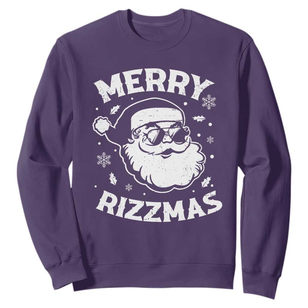 Funny Christmas Santa Claus Sweatshirt Merry Rizzmas Kids Teens School TS10 Purple Print Your Wear