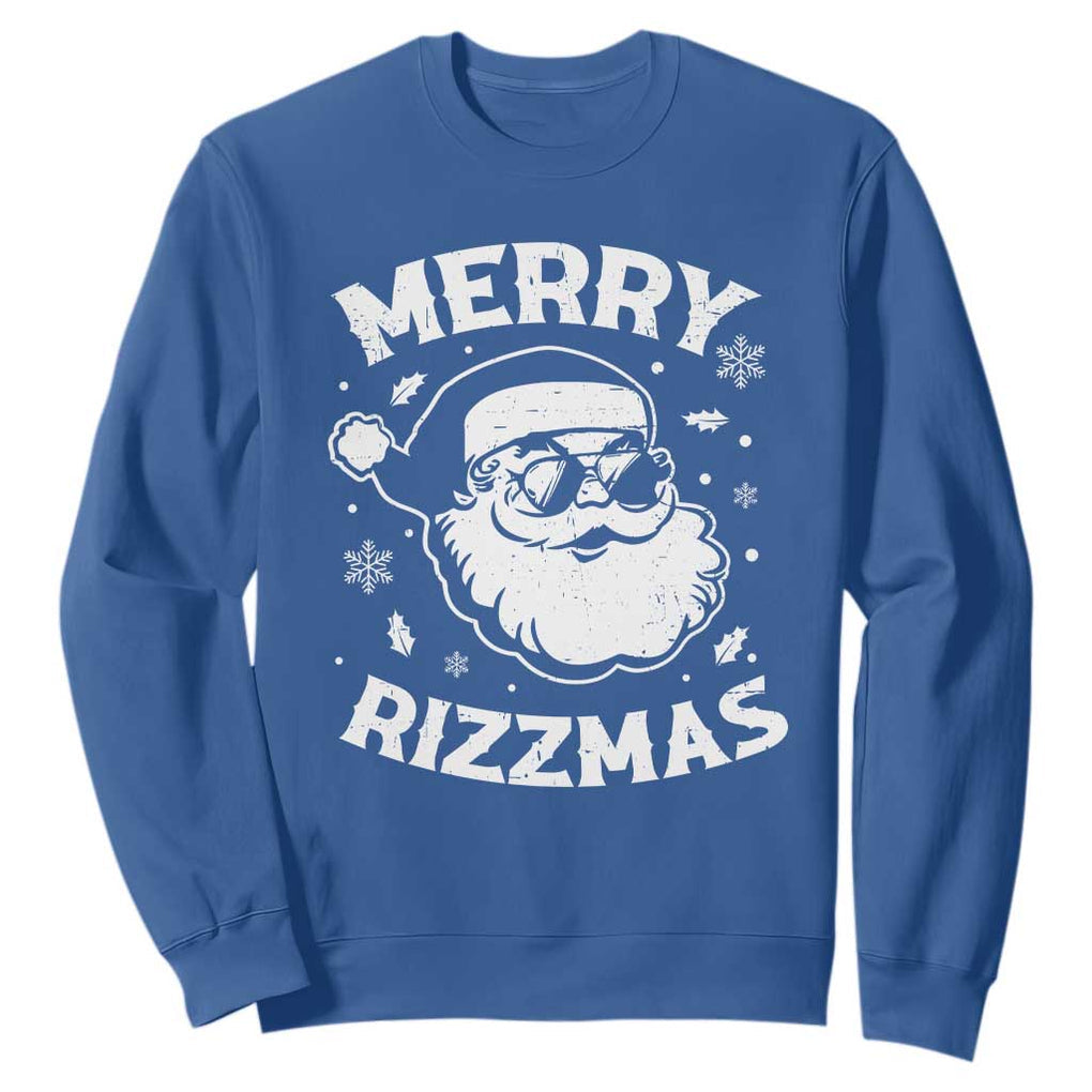 Funny Christmas Santa Claus Sweatshirt Merry Rizzmas Kids Teens School TS10 Royal Blue Print Your Wear
